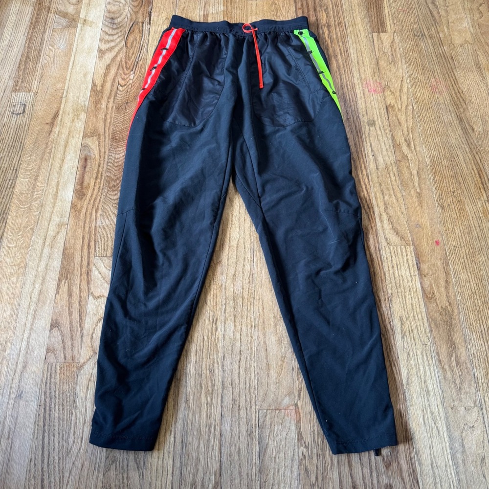 Nike Dri-FIT Running Pants Black Neon Green Red Reflective‎ Tapered BV4811-010